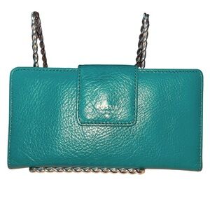 Vtg.Fossil Logan Tab Clutch Wallet in Tranquil Teal / Infinite Pink/Fig Interior